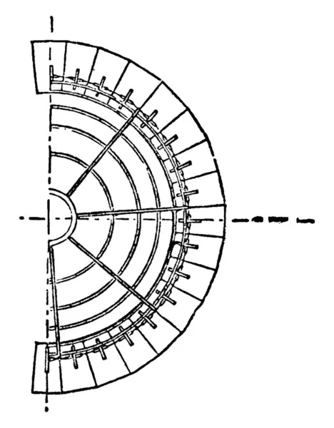 Aparato Consta Quemador Central Refractor Cilíndrico Dióptrico Con Zonas Espejo — Vector de stock