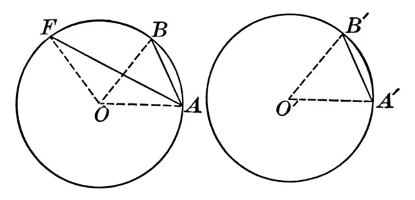 Gleiche Kreise Mit Radien Als Gestrichelte Linie Und Linien Die — Stockvektor
