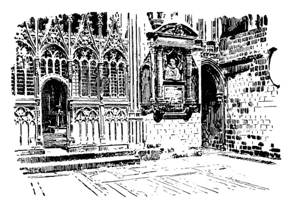 Transepto Del Martirio Catedral Canterbury Dibujo Línea Vintage Ilustración Grabado — Archivo Imágenes Vectoriales