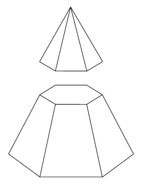 Existem Duas Formas Uma Cone Hexagonal Segundo Cone Hexagonal Cortado — Vetor de Stock