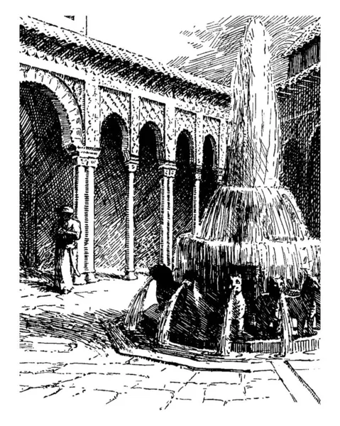 Scène Uit Het Verhaal Het Alhambra Het Stelt Een Man — Stockvector