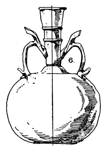 Антикварная Бутылка Имеет Два Уха Каждой Стороны Узкой Длинной Шее — стоковый вектор
