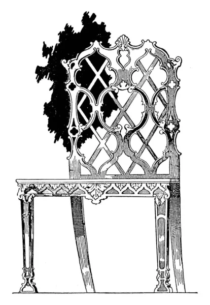 Зображення Прекрасним Дерев Яним Кріслом Спроектованим Томасом Чіппендейлом Малюнком Старовинних — стоковий вектор