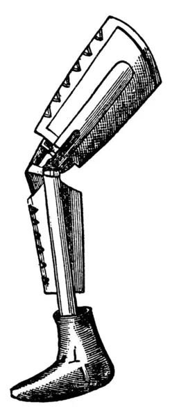 一般的に誰かが腕や足を欠いているときに使用される人工脚 ヴィンテージライン図面や彫刻イラスト — ストックベクタ