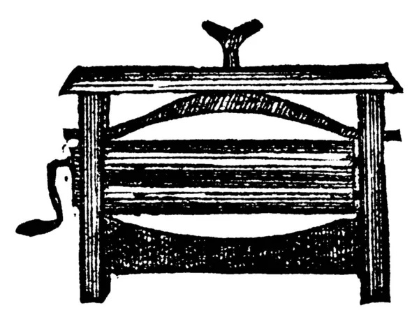 Eine Maschine Die Verwendet Wird Wasser Aus Kleidung Vintage Linienzeichnung — Stockvektor