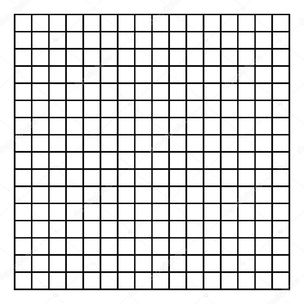 Grid Pattern made from horizontal and vertical lines crossing each other forming two hundred and fifty six equal squares, vintage line drawing or engraving illustration.