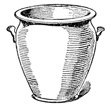 Krem rengi çanak çömlek, illüstrasyon, klasik çizim ya da gravür..