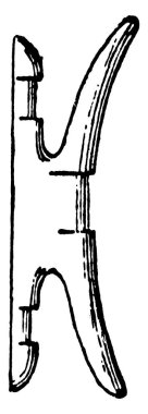 Tekne ya da gemide bulunan T-şeklinde bir metal ya da ahşap parçasının tipik bir temsili, halatların bağlı olduğu, klasik çizgi çizimi ya da oyma çizimi 