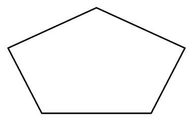 Beş Taraflı Çokgen, tüm kenarların uzunluğu eşit değildir ve iç açılar 180 dereceden daha azdır, klasik çizgi çizimi veya kabartma çizimi.