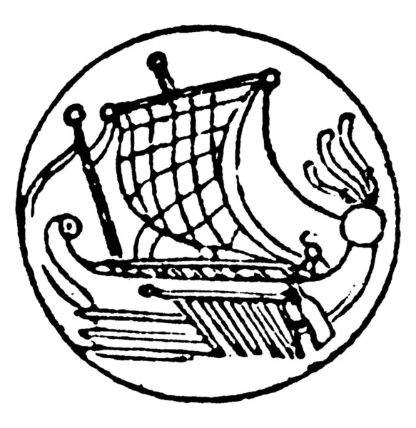 Двох Крайнощів Двору Корабля Були Прикріплені Мотузки Які Проходили Над — стоковий вектор