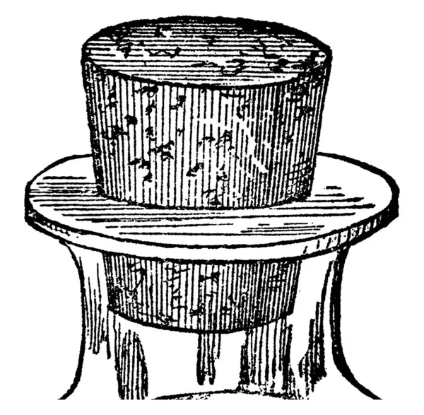 ボトルや樽のためのストッパーの典型的な表現 コルクからカット ヴィンテージライン図面や彫刻イラスト — ストックベクタ