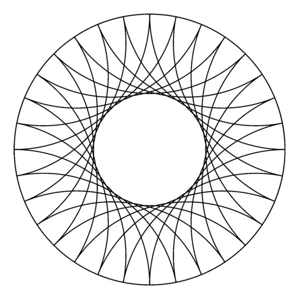 圆弧的大小与圆弧的大小相同 圆弧的两点相连 在较大的圆弧内形成圆形 有复古线条或雕刻图解 — 图库矢量图片