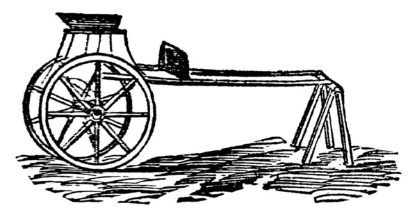 双轮马车一种由一匹马牵引的轻便双轮马车的典型代表 带有一对轮子 老式线条或雕刻插图 — 图库矢量图片