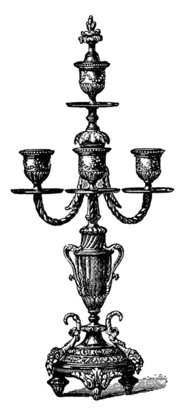 Типичное Изображение Бронзового Двурукого Подсвечника Французского Стиля Людовика Xiv Который — стоковый вектор