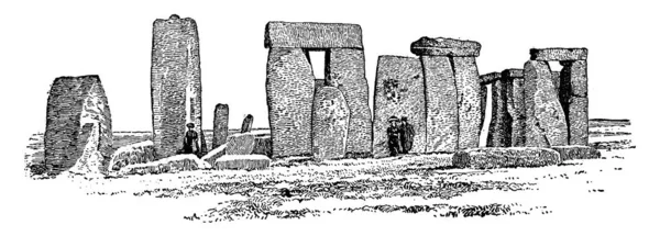 Stonehenge Grupo Antigas Pedras Enormes Definidas Forma Circular Inglaterra Desenho — Vetor de Stock
