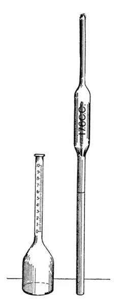 Pippete Laboratory Tool Madeup Glass Used Measuring Liquid Vintage Line — Stock Vector