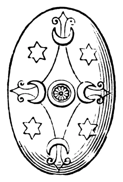半圆柱形盾牌 古罗马军团使用的半圆柱形盾牌 老式线条画或雕刻插图 — 图库矢量图片
