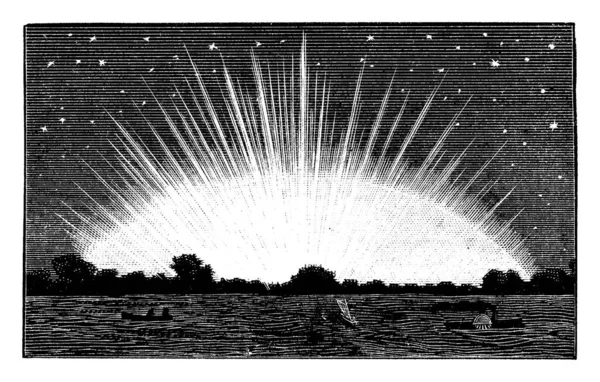 Het Een Uitzicht Van Vroege Morgen Bij Wie Zonnestralen Schijnen — Stockvector