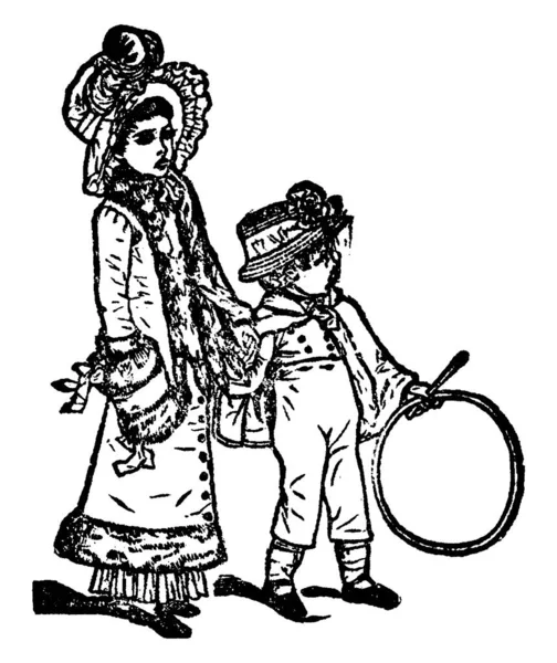 Ein Kleiner Junge Und Ein Junges Mädchen Gekleidet Für Irgendeinen — Stockvektor