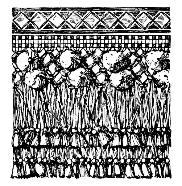 Висячий Текстиль Закінчується Нижньому Кінці Орнаментально Вирізаним Прикрашають Шнури Китиці — стоковий вектор