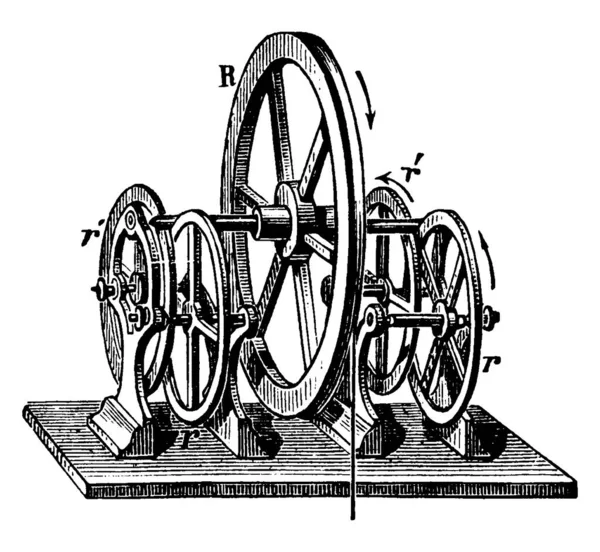Una Máquina Atwood Dispositivo Básico Laboratorio Física Que Utiliza Menudo — Vector de stock