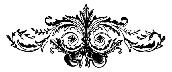 中央と下端に2羽のウサギが描かれた花のモチーフは 空想の渦に囲まれ デザインを繰り返し 花の装飾を繰り返し 水平方向に配置され ヴィンテージラインの図面や彫刻イラスト — ストックベクタ