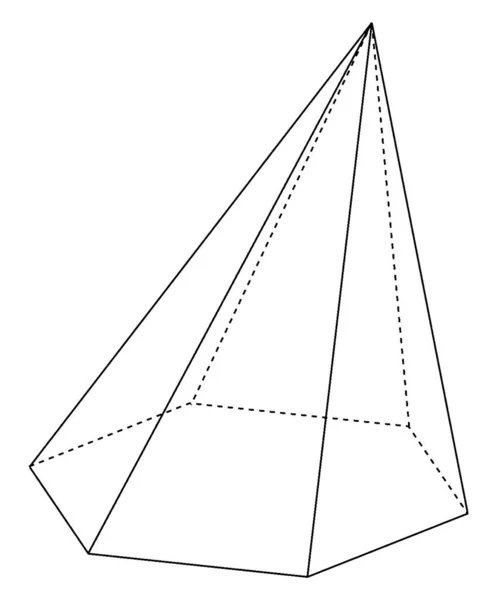 Geometrische Konstruktion Einer Nicht Rechten Oder Verzerrten Sechseckigen Pyramide Mit — Stockvektor