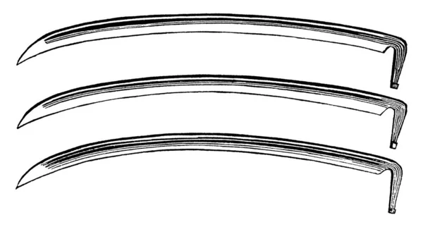 镰刀是一种农业手工工具 用于割草或收割玉米等作物 制作老式线条或雕刻插图 — 图库矢量图片