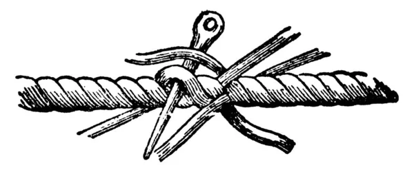 结和花键包括所有各种捆绑 紧固和连接绳子或绳索的方法 是指在不宜使用绳结 老式线条绘图或雕刻图解的情况下 将两条绳子连接起来的过程 — 图库矢量图片