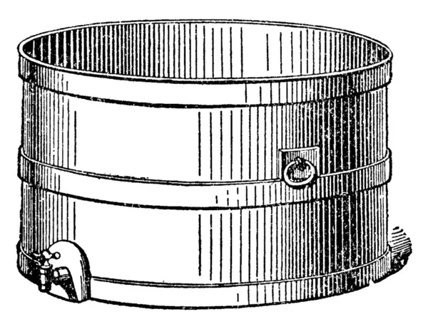 Типичное Изображение Сырной Ванны Рисунок Винтажной Линии Гравировка — стоковый вектор