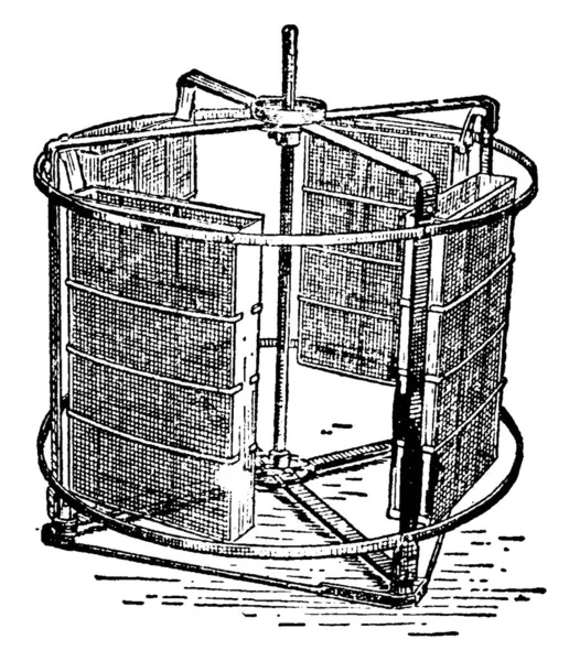 Interior Del Extractor Cuatro Cuadros Cowan Utilizado Para Extraer Miel — Archivo Imágenes Vectoriales