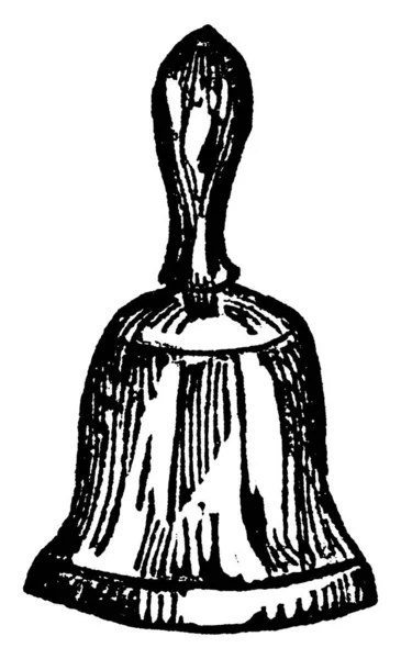 Dzwonek Ręczny Prostej Konstrukcji Vintage Linii Rysunek Lub Grawerowanie Ilustracji — Wektor stockowy
