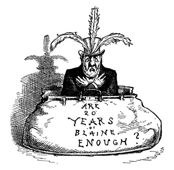 Cartoon James Gillespie Blaine Był Amerykańskim Mężem Stanu Republikańskim Politykiem — Wektor stockowy