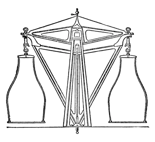 Typical Representation Precision Balance Vintage Line Drawing Engraving Illustration — Stock Vector
