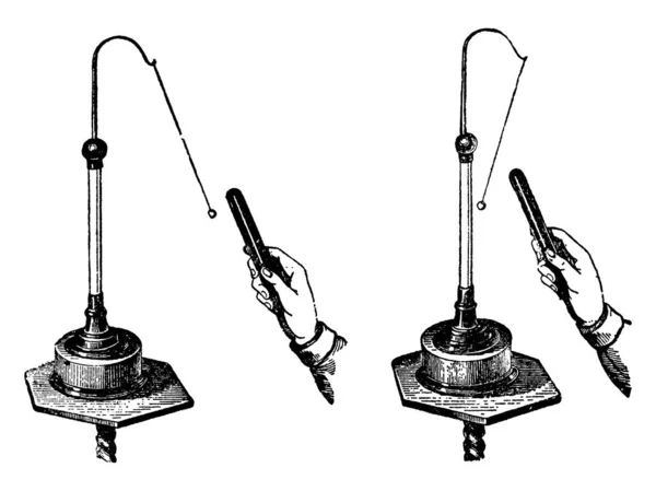 Péndulo Electroscopio Bola Acanalada Que Representa Atracción Repulsión Eléctrica Dibujo — Vector de stock