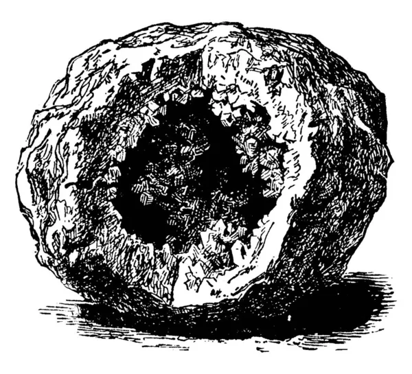 Dies Ist Quarz Geode Eine Hohle Höhle Die Mit Klaren — Stockvektor