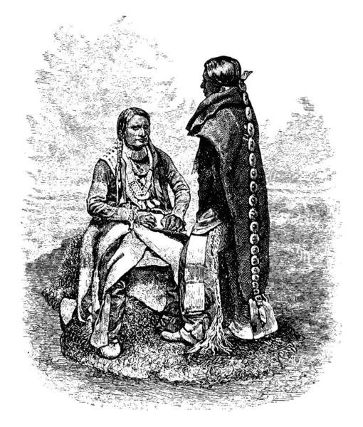 Illustration Som Skildrar Utes Etniskt Besläktad Grupp Amerikanska Indianer Som — Stock vektor