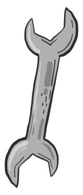 Gri anahtar, illüstrasyon, beyaz arkaplanda vektör