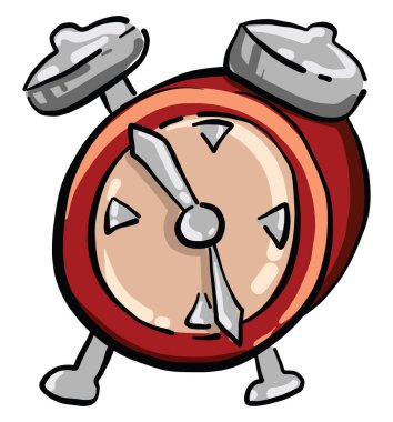 Kırmızı alarm saati, illüstrasyon, beyaz arkaplan üzerindeki vektör