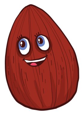 Mutlu yüzlü badem, resimleme, beyaz arkaplanda vektör