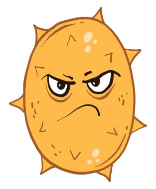 Kızgın kiwano, illüstrasyon, beyaz arkaplanda vektör