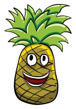 Mutlu ananas, illüstrasyon, beyaz arkaplanda vektör