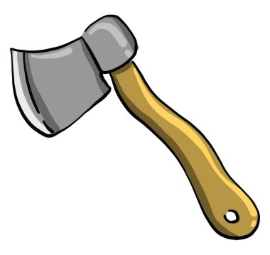 Tahta saplı balta, illüstrasyon, beyaz arkaplanda vektör