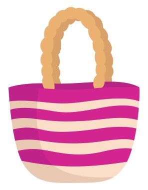 Pembe plaj çantası, illüstrasyon, beyaz arkaplanda vektör