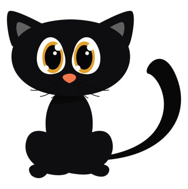 Siyah kedi, illüstrasyon, beyaz arkaplan vektörü