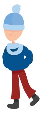 Mavi şapkalı çocuk, illüstrasyon, beyaz arka planda vektör