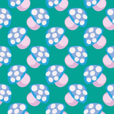 Küçük mantarlar, yeşil arka planda pürüzsüz desen..