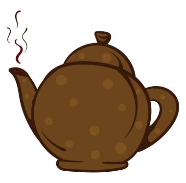 Kahverengi çaydanlık, illüstrasyon, beyaz arkaplanda vektör