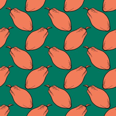 Kahverengi kakao tohumu, yeşil arka planda pürüzsüz desen.