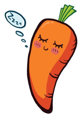 Uyuyan havuç, illüstrasyon, beyaz arkaplanda vektör